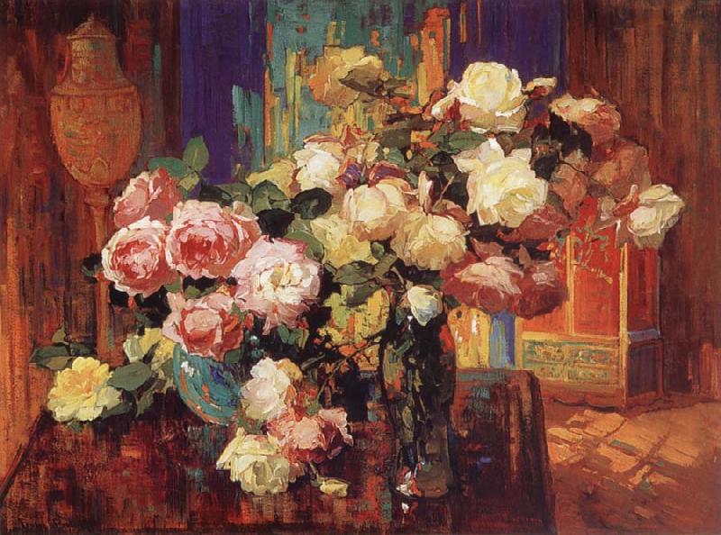 Franz Bischoff Roses n-d Sweden oil painting art